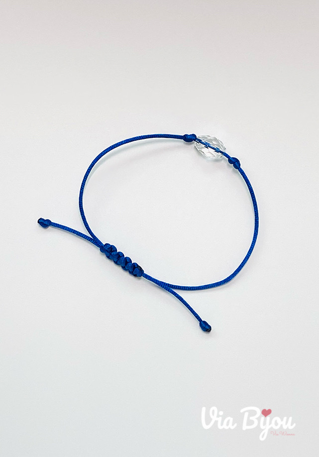 Cord bracelet/Navy blue with cut translucent glass
